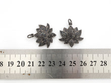 Load image into Gallery viewer, Black CZ Pave On Black Micro Pave Lotus Pendant/Charm,Cubic Zirconia Pendant,Fashion Jewelry Findings, 25x25mm, sku#F530