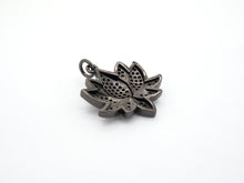 Load image into Gallery viewer, Black CZ Pave On Black Micro Pave Lotus Pendant/Charm,Cubic Zirconia Pendant,Fashion Jewelry Findings, 25x25mm, sku#F530