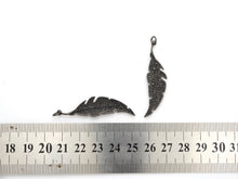 Load image into Gallery viewer, Black CZ Pave On Black Micro Pave Feather/Leaf Pendant/Charm,Cubic Zirconia Pendant,Fashion Jewelry Findings, 12x46mm, sku#F532