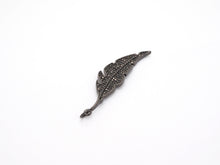 Load image into Gallery viewer, Black CZ Pave On Black Micro Pave Feather/Leaf Pendant/Charm,Cubic Zirconia Pendant,Fashion Jewelry Findings, 12x46mm, sku#F532