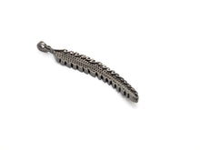 Load image into Gallery viewer, Black CZ Pave On Black Micro Pave LONG Feather/Leaf Pendant/Charm,Cubic Zirconia Pendant,Fashion Jewelry Findings, 11x61mm, sku#F534