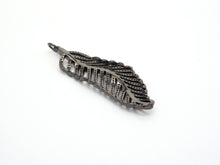 Load image into Gallery viewer, Black CZ Pave On Black Micro Pave Feather/Leaf Pendant/Charm,Cubic Zirconia Pendant,Fashion Jewelry Findings, 19x57mm, sku#F535