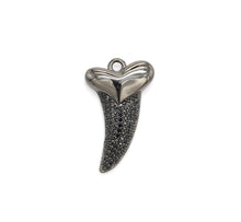 Load image into Gallery viewer, Black CZ Pave On Black Micro Pave Horn With Heart Pendant/Charm,Cubic Zirconia Pendant,Fashion Jewelry Findings, 22x37mm, sku#F536