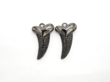 Load image into Gallery viewer, Black CZ Pave On Black Micro Pave Horn With Heart Pendant/Charm,Cubic Zirconia Pendant,Fashion Jewelry Findings, 22x37mm, sku#F536