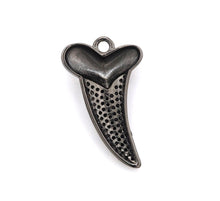 Load image into Gallery viewer, Black CZ Pave On Black Micro Pave Horn With Heart Pendant/Charm,Cubic Zirconia Pendant,Fashion Jewelry Findings, 22x37mm, sku#F536