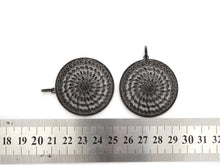 Load image into Gallery viewer, Black CZ Pave On Black Micro Pave Hollow out Filigree Round Pendant/Focal,Cubic Zirconia Pendant,Fashion Jewelry Findings, 40x43mm, sku#F537