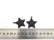 Load image into Gallery viewer, Black CZ Pave On Black Micro Pave Five Point Star Pendant/Charm,Cubic Zirconia Pendant,Fashion Jewelry Findings, 31x32mm, sku#F538