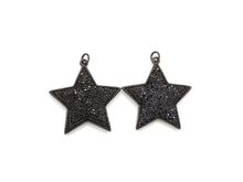 Load image into Gallery viewer, Black CZ Pave On Black Micro Pave Five Point Star Pendant/Charm,Cubic Zirconia Pendant,Fashion Jewelry Findings, 31x32mm, sku#F538