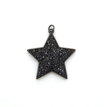 Load image into Gallery viewer, Black CZ Pave On Black Micro Pave Five Point Star Pendant/Charm,Cubic Zirconia Pendant,Fashion Jewelry Findings, 31x32mm, sku#F538