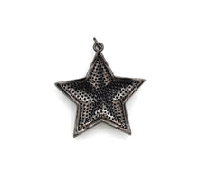 Load image into Gallery viewer, Black CZ Pave On Black Micro Pave Five Point Star Pendant/Charm,Cubic Zirconia Pendant,Fashion Jewelry Findings, 31x32mm, sku#F538