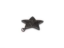 Load image into Gallery viewer, Black CZ Pave On Black Micro Pave Five Point Star Pendant/Charm,Cubic Zirconia Pendant,Fashion Jewelry Findings, 31x32mm, sku#F538