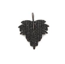 Load image into Gallery viewer, Black CZ Pave On Black Micro Pave Leaf Pendant/Charm,Cubic Z