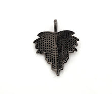 Load image into Gallery viewer, Black CZ Pave On Black Micro Pave Leaf Pendant/Charm,Cubic Z