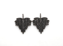 Load image into Gallery viewer, Black CZ Pave On Black Micro Pave Leaf Pendant/Charm,Cubic Z