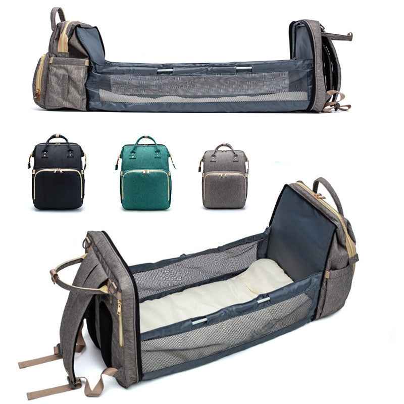 3-in-1 Convertible Baby Diaper Backpack with Foldable Travel Crib & USB Charging Port