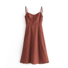 Load image into Gallery viewer, Early Spring Retro Dots High Waist Sexy Side Split Lower Hem Lace Strap Dress Large Swing Dress