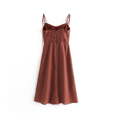 Load image into Gallery viewer, Early Spring Retro Dots High Waist Sexy Side Split Lower Hem Lace Strap Dress Large Swing Dress