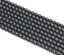 Load image into Gallery viewer, Genuine Magnetic Dark Gray Hematite Round Smooth Beads, 4mm/6mm/8mm, Sku#S152
