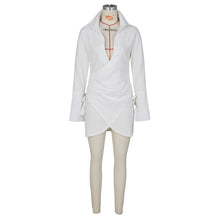 Load image into Gallery viewer, Fall Wome Clothing Sexy Pleated Criss Cross Shirt Dress Women Clothing
