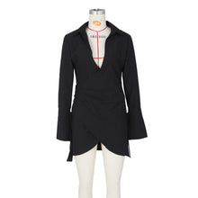 Load image into Gallery viewer, Fall Wome Clothing Sexy Pleated Criss Cross Shirt Dress Women Clothing