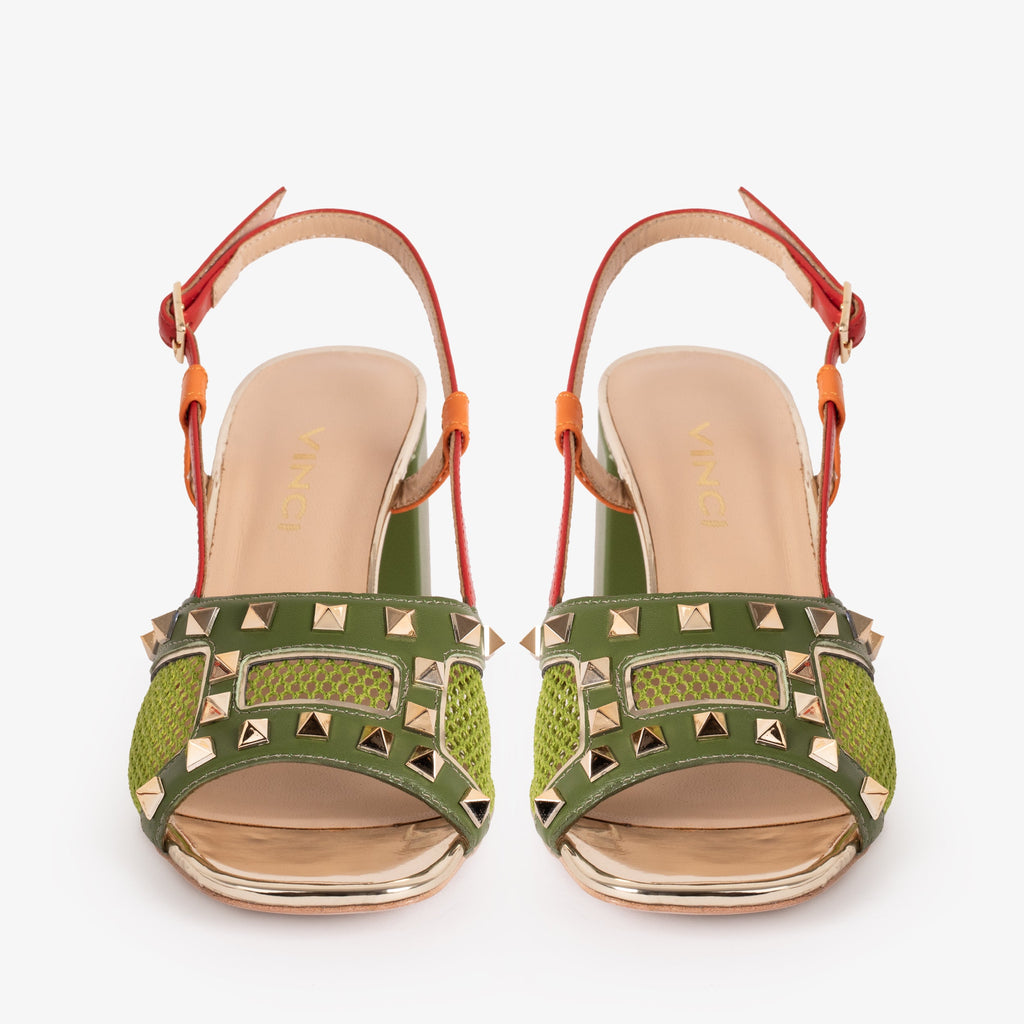 The Linea Green Leather Women Slingback Sandal