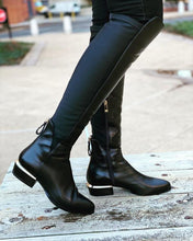 Load image into Gallery viewer, The Fairoks Black Leather Pointy Toe Knee High Women Boot