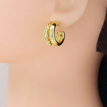 Load image into Gallery viewer, Gold Silver Two Lines Huggie Earrings, Sku#LD567