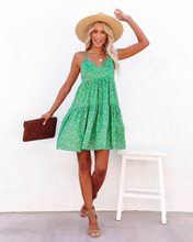Load image into Gallery viewer, Women New Floral Print Criss Cross Strap V Neck Dress