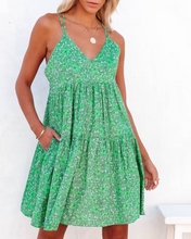 Load image into Gallery viewer, Women New Floral Print Criss Cross Strap V Neck Dress