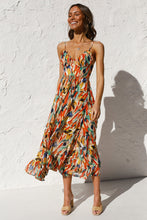 Load image into Gallery viewer, Women New Printed Wooden Ear Suspender Dress