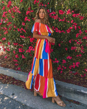 Load image into Gallery viewer, Women New Striped Printed Shoulder Ruffled Dress