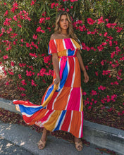 Load image into Gallery viewer, Women New Striped Printed Shoulder Ruffled Dress