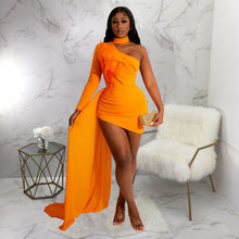 Load image into Gallery viewer, Women Wear Fall Sexy Off the Shoulder Fitted Waist Dress Women