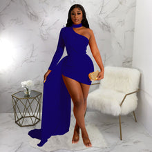 Load image into Gallery viewer, Women Wear Fall Sexy Off the Shoulder Fitted Waist Dress Women