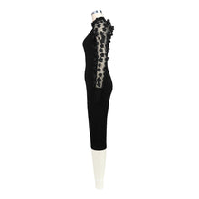 Load image into Gallery viewer, Women Clothing Three Dimensional Petals Mesh Sleeves Rib Fabric One Piece Collar Dress