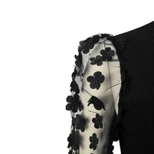 Load image into Gallery viewer, Women Clothing Three Dimensional Petals Mesh Sleeves Rib Fabric One Piece Collar Dress