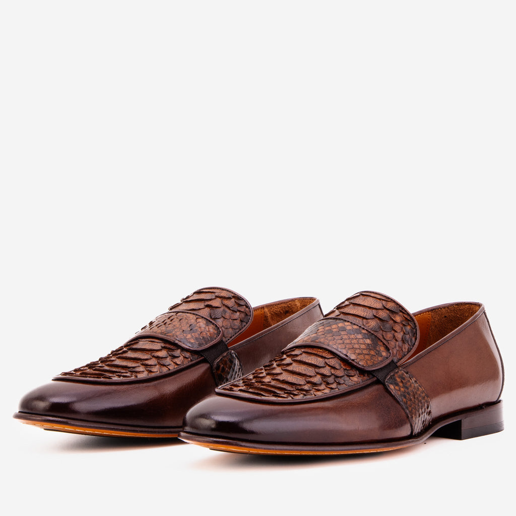 The Dorian Tan Python ; Baby Buffalo Leather Loafer Men Shoe