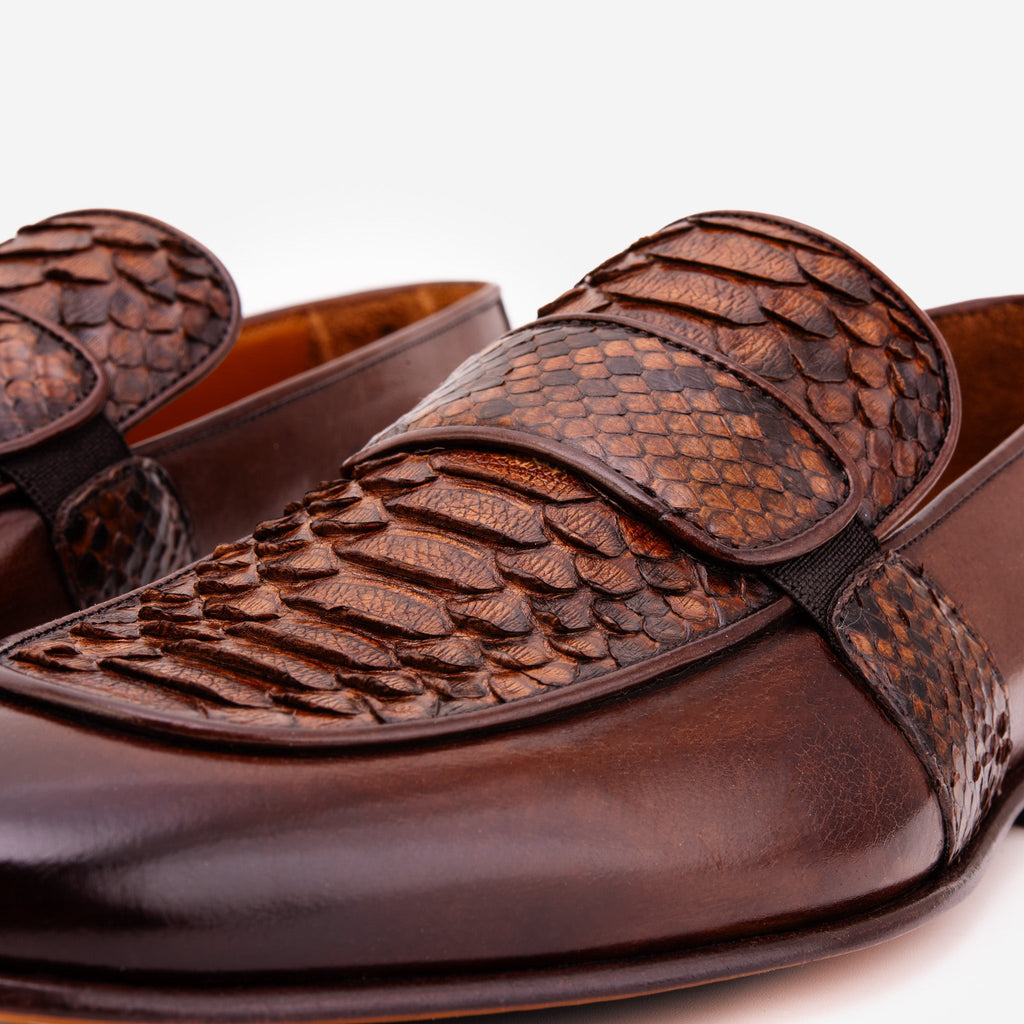 The Dorian Tan Python ; Baby Buffalo Leather Loafer Men Shoe