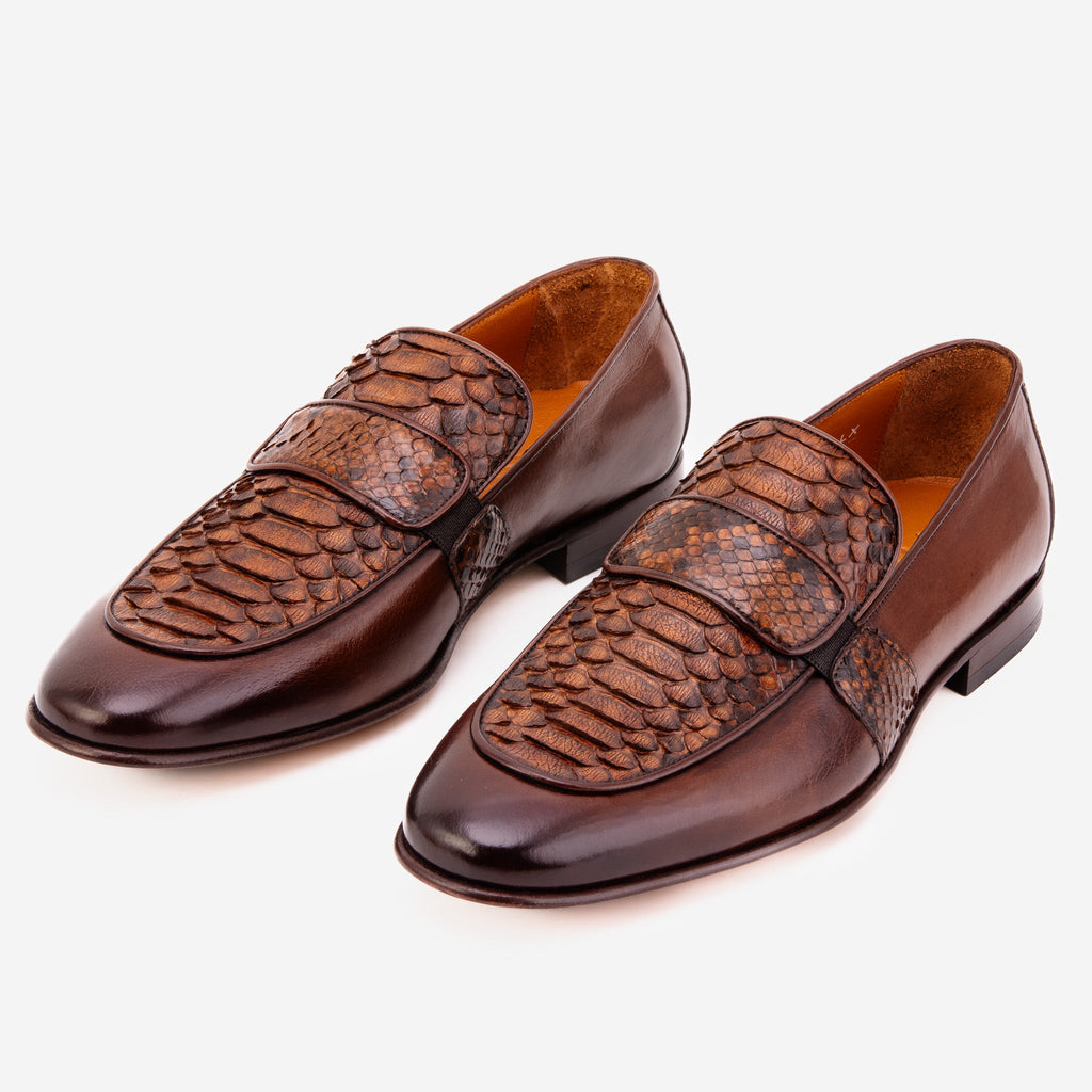 The Dorian Tan Python ; Baby Buffalo Leather Loafer Men Shoe