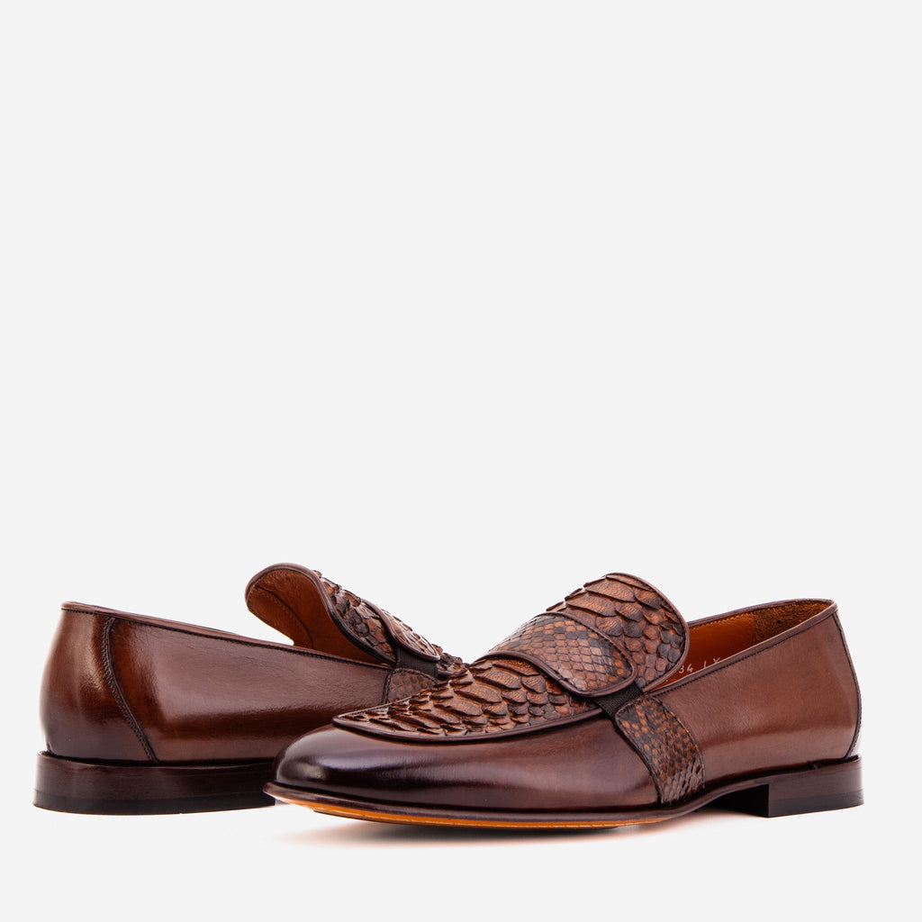 The Dorian Tan Python ; Baby Buffalo Leather Loafer Men Shoe
