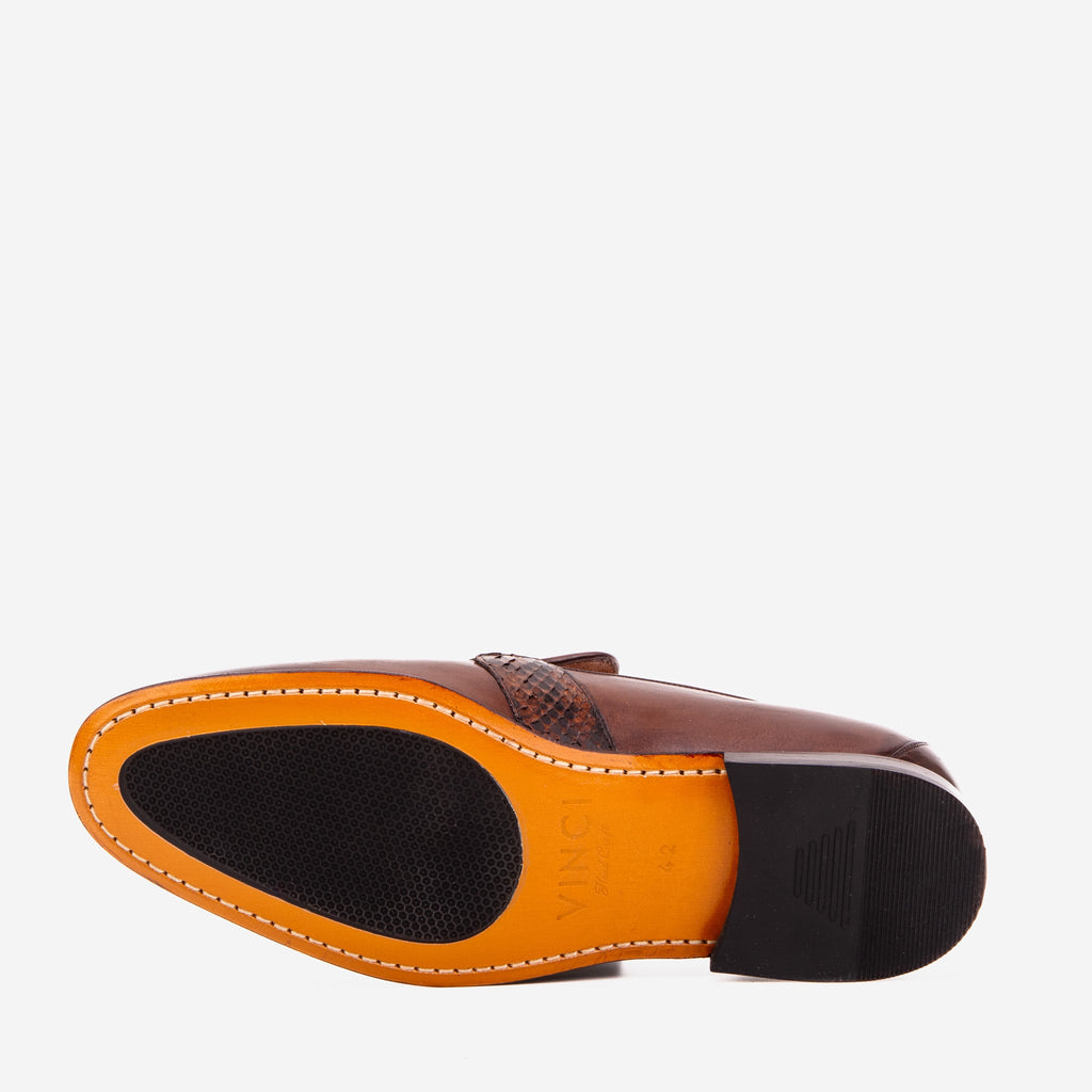 The Dorian Tan Python ; Baby Buffalo Leather Loafer Men Shoe