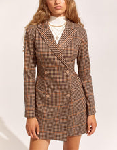 Load image into Gallery viewer, Women Wear Brushed Houndstooth Double Breasted Collared Long Sleeve Blazer Dresses