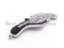 Load image into Gallery viewer, Dual Color Plated, CZ Micro Pave Leaf/Feather Pendant, Cubic Zirconia Pendant, 10x36mm, 1pc, SKU#F350