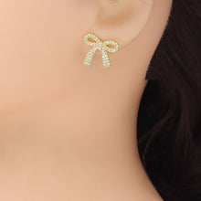 Load image into Gallery viewer, Gold Silver Bow knot Gold Stud Earrings, Sku#LD674