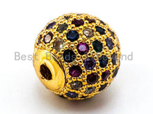 Load image into Gallery viewer, CZ Micro Pave Multi Color Ball Spacer Beads, Rainbow Colored Shamballa Ball Beads,sku#G293