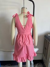 Load image into Gallery viewer, Spring Women Clothing V neck High Waist Tie Strap Dress Women