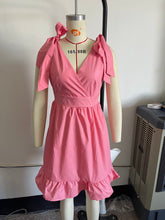 Load image into Gallery viewer, Spring Women Clothing V neck High Waist Tie Strap Dress Women
