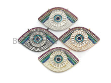 Load image into Gallery viewer, Rainbow Clear CZ Micro Pave Geometric Evil Eye Face Pendant, Cubic Zirconia Pendant,25x40mm, sku#F709