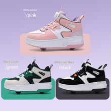 Load image into Gallery viewer, Kids Dual-Wheel Roller Skate Walking Shoes | Mesh-Panel Lace-Up Sneakers