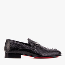 Load image into Gallery viewer, The Viper Black Python Skin Leather Bit Loafer Men Shoe